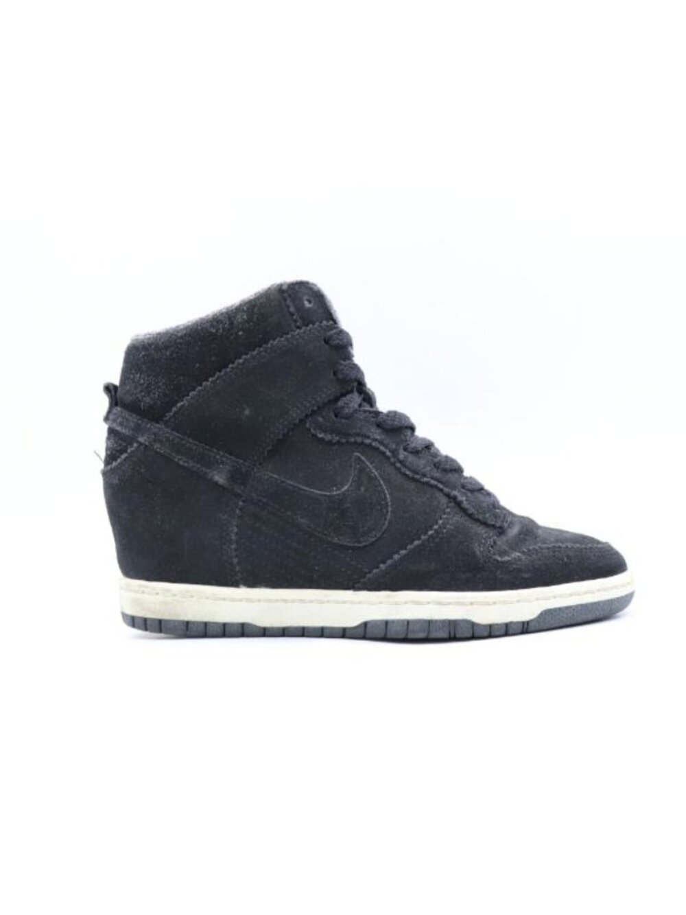 Nike Dunk Sky Hi Women's Size 8 Hidden Wedge Heel Black Suede Shoes 528899-014